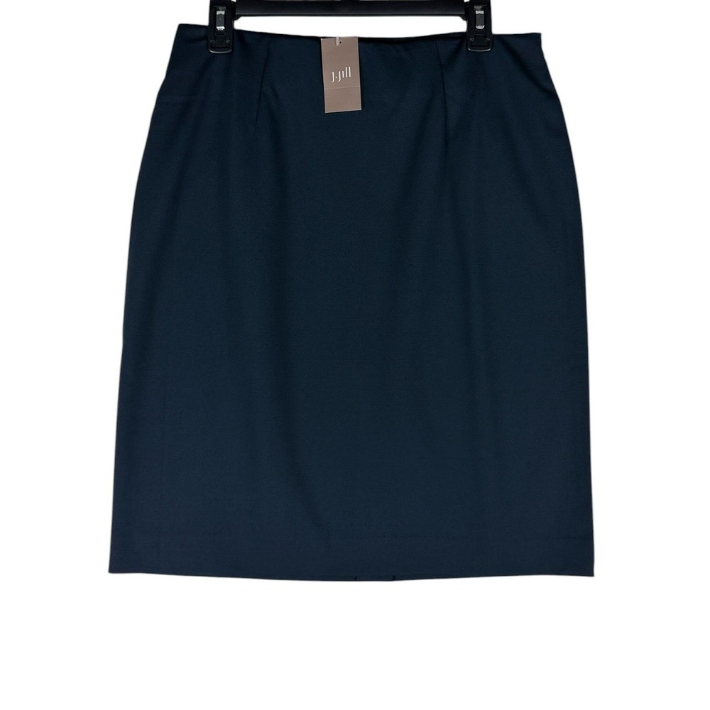 J Jill Womens Ponte Pencil Skirt ST Small Tall Deep Blue Stretch Pull On NWT‎
